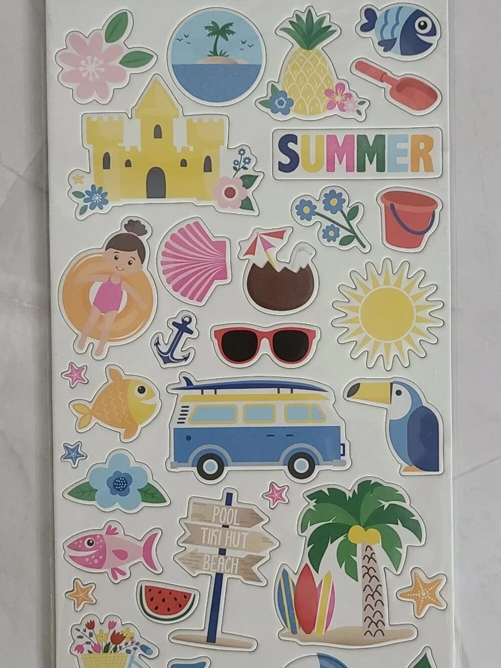Echo Park Chipboard Accents & Phrases Summertime Beach Theme - Lot of 3